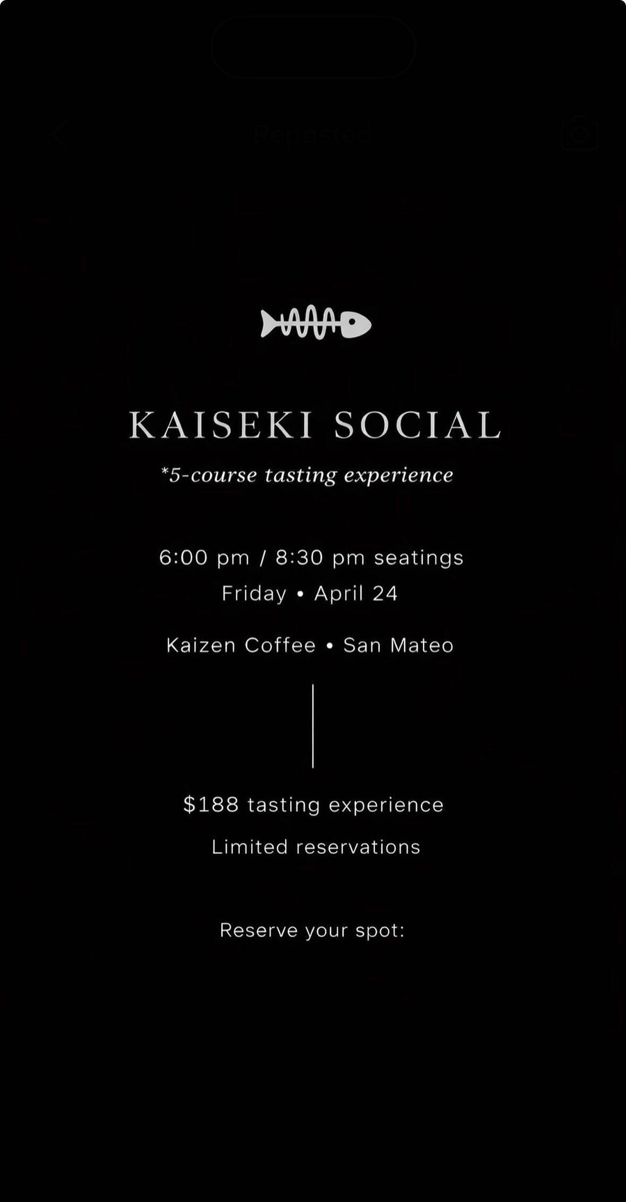 The Backhouse Kaiseki Social event flyer