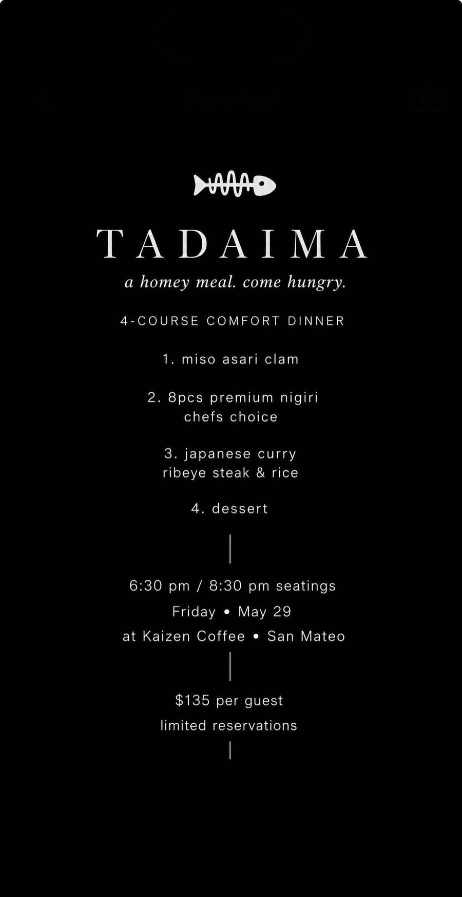The Backhouse TADAIMA event flyer