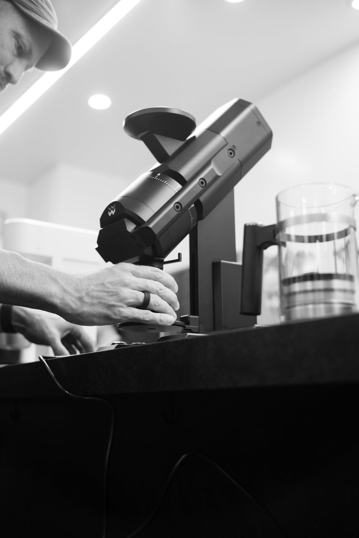 Close-up of The Bird brewer during the workshop