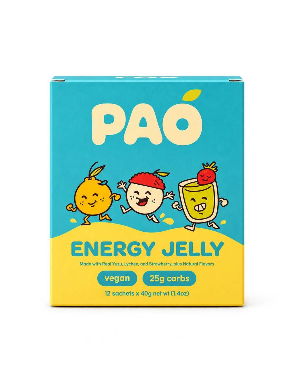 Pao Assorted 12 Pack Energy Jelly box on a neutral background