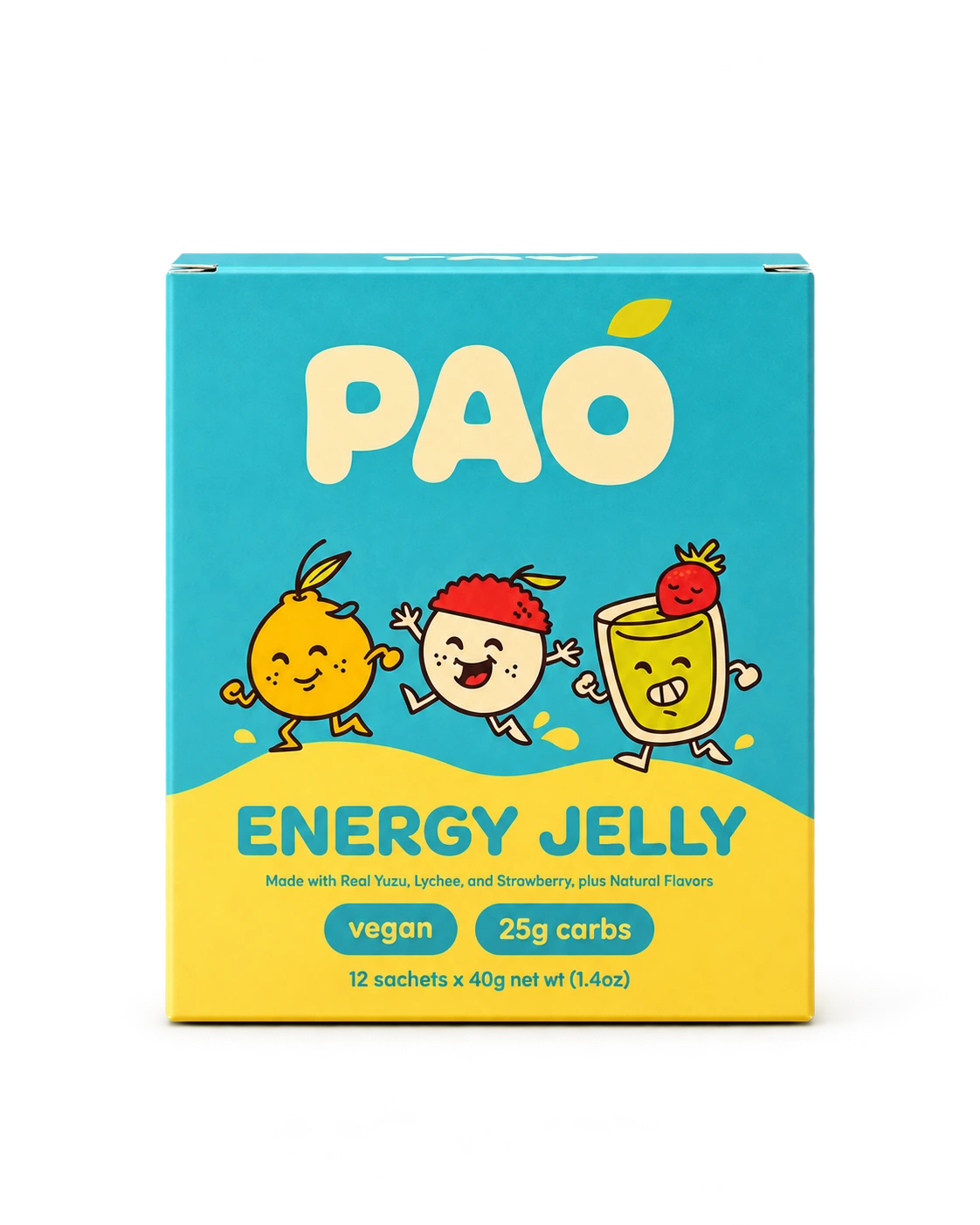Pao Assorted 12 Pack Energy Jelly box on a neutral background