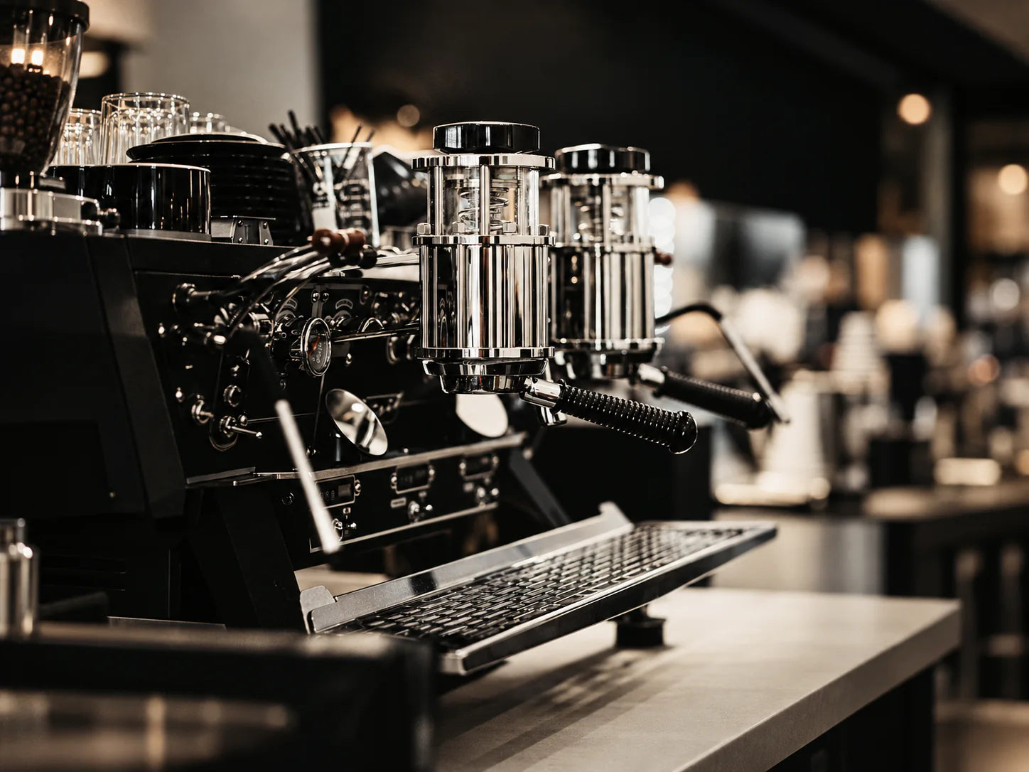 Kaizen cafe counter with espresso machine